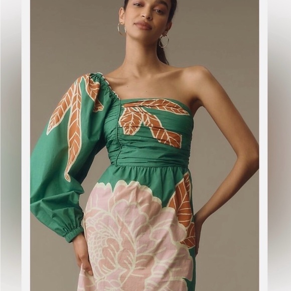 FARM Rio Green and Pink One-Shoulder Dress - Picture 2 of 4